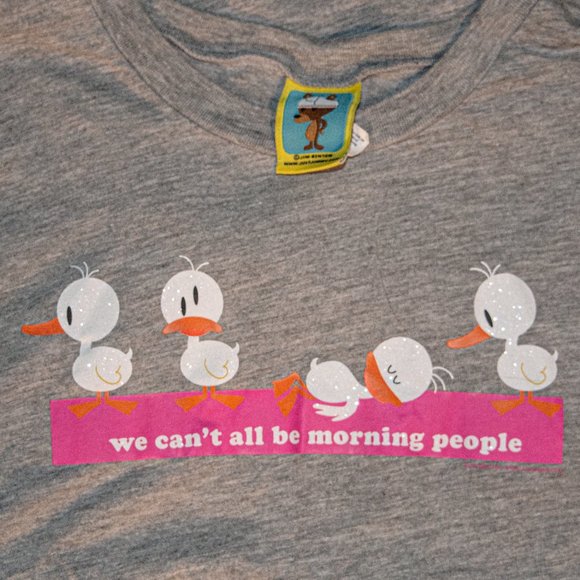 Vintage 2000’s Quirky Glittery "Morning People" Duck- Jim Benton T-Shirt - Picture 3 of 4